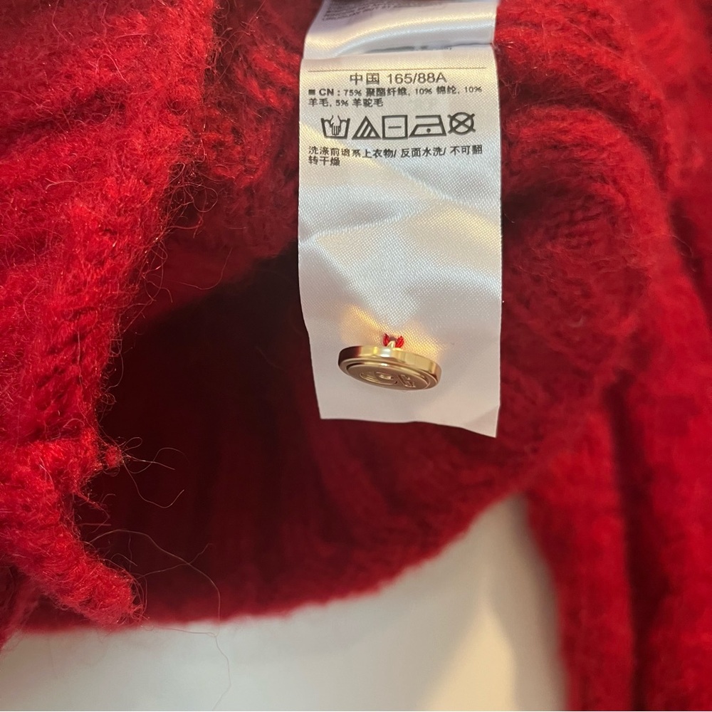 Red Cable-Knit Cropped Cardigan - GAP - Picture 8 of 9